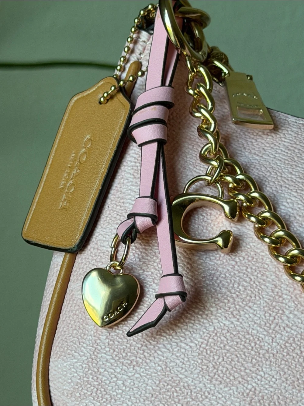 Coach Pink Powder Charms Shoulder Bag with Gold Chain